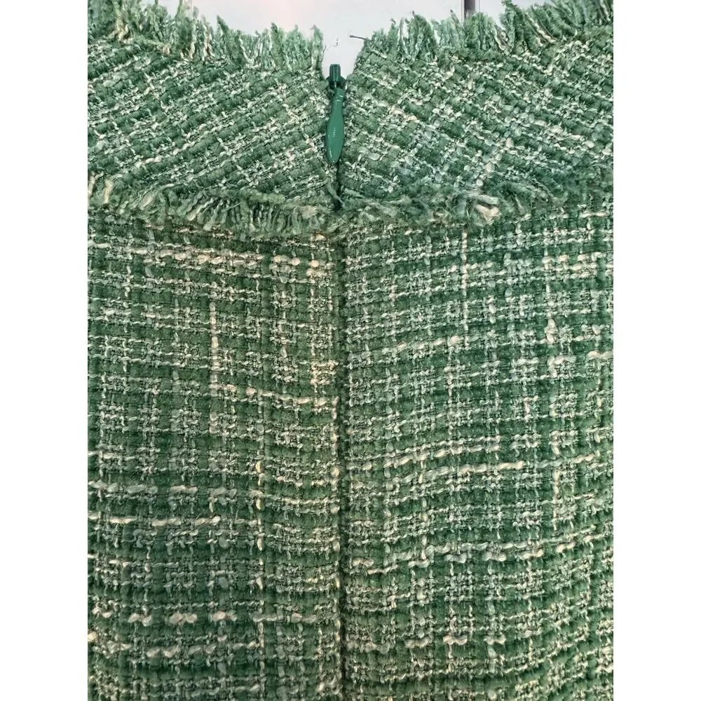 Eliza J Green Tweed Sheath Dress Sleeveless Pocket Career Cocktail Dress Size 8